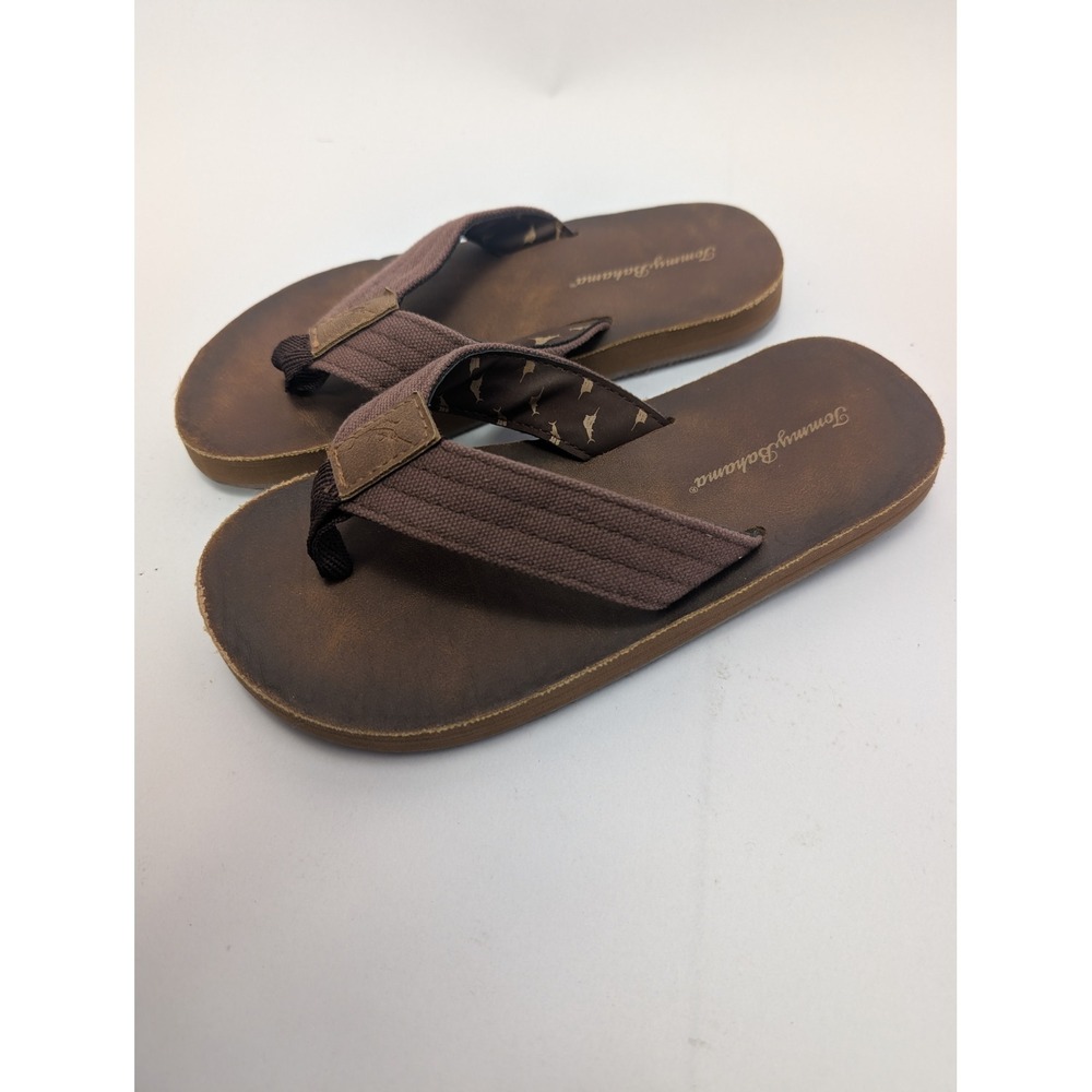 Tommy Bahama Boys Brown Canvas Flip Flop Sandals FB-2997 1003 RN 86183